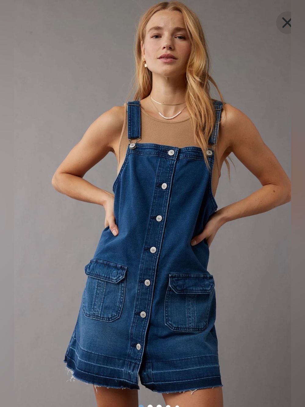 American Eagle Outfitters women’s Dark Blue Denim Pinafore Mini Dress